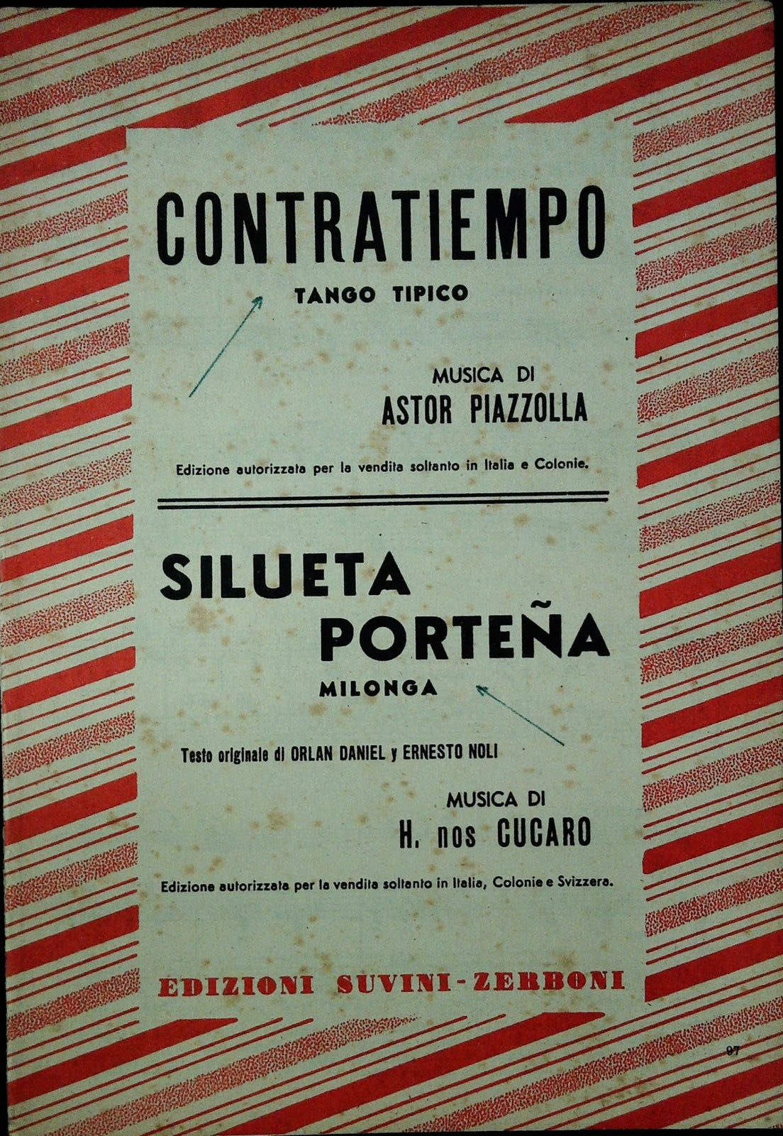 CONTRATIEMPO. TANGO - SILUETA PORTENA. MILONGA - SPARTITO-SHEET MUSIC
