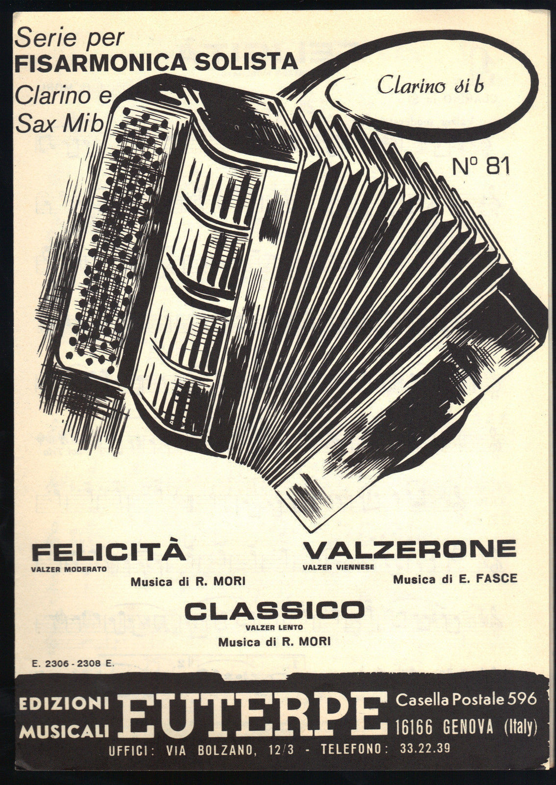 SERIE PER FISARMONICA SOLISTA - FELICITA' - VALZERONE - CLASSICO - SPARTITO