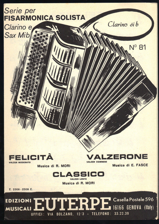 SERIE PER FISARMONICA SOLISTA - FELICITA' - VALZERONE - CLASSICO - SPARTITO