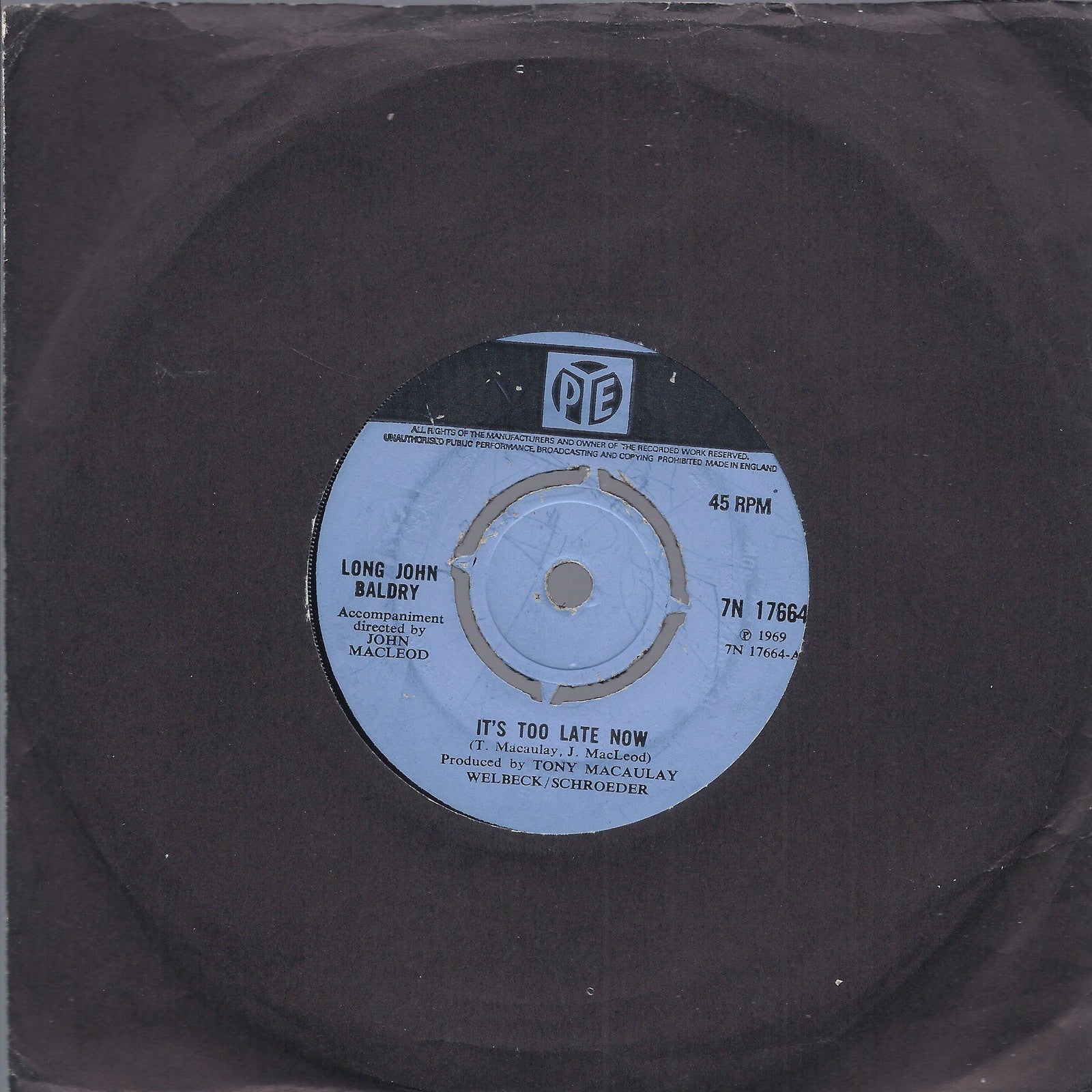 IT'S TOO LATE NOW - THE LONG AND LONELY NIGHT -- LONG JOHN BALDRY