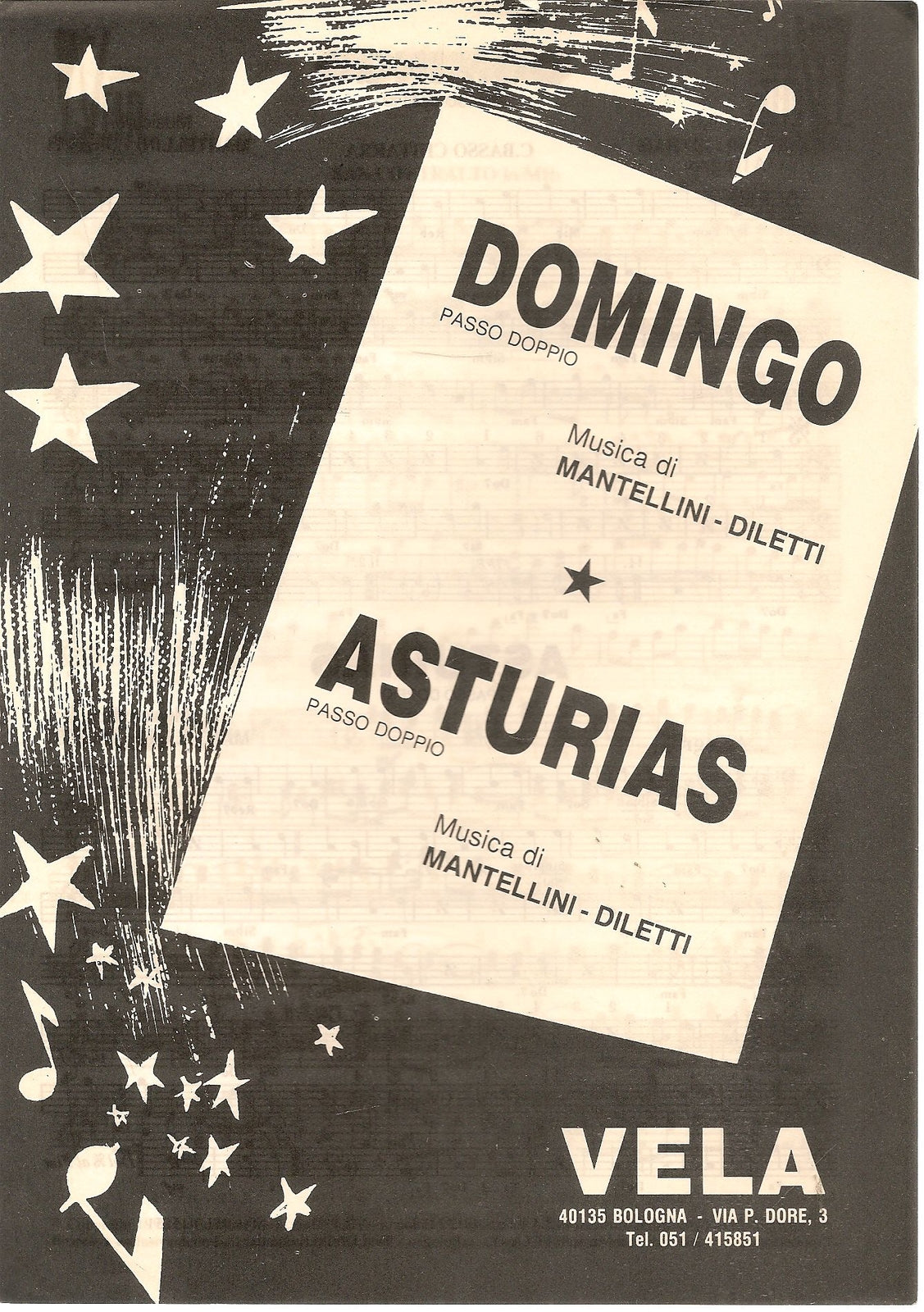 DOMINGO ASTURIAS Musiche Mantellini-Diletti  SPARTITO SHETT MUSIC