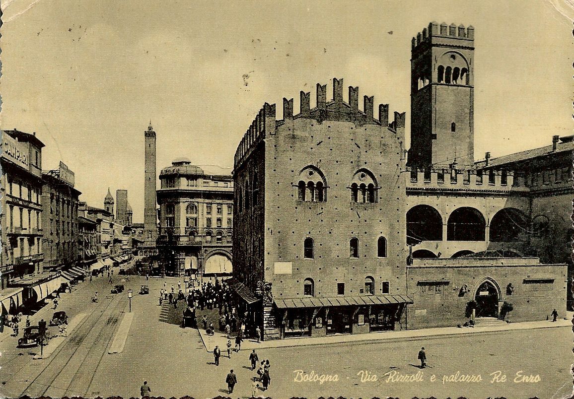BOLOGNA - VIA RIZZOLI E PALAZZO RFE ENZO - V1957