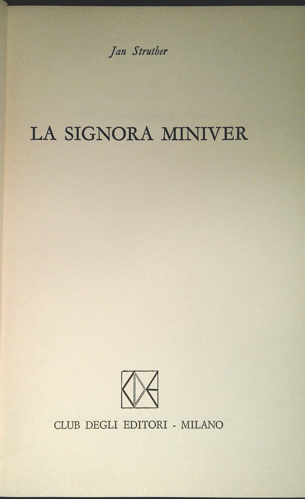 LA SIGNORA MINIVER - JAN STRUTHER - CDE 1974