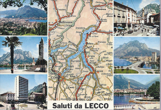 LECCO - SALUTI - 6 VEDUTINE e CARTINA T.C.I. - V 1992 - FG