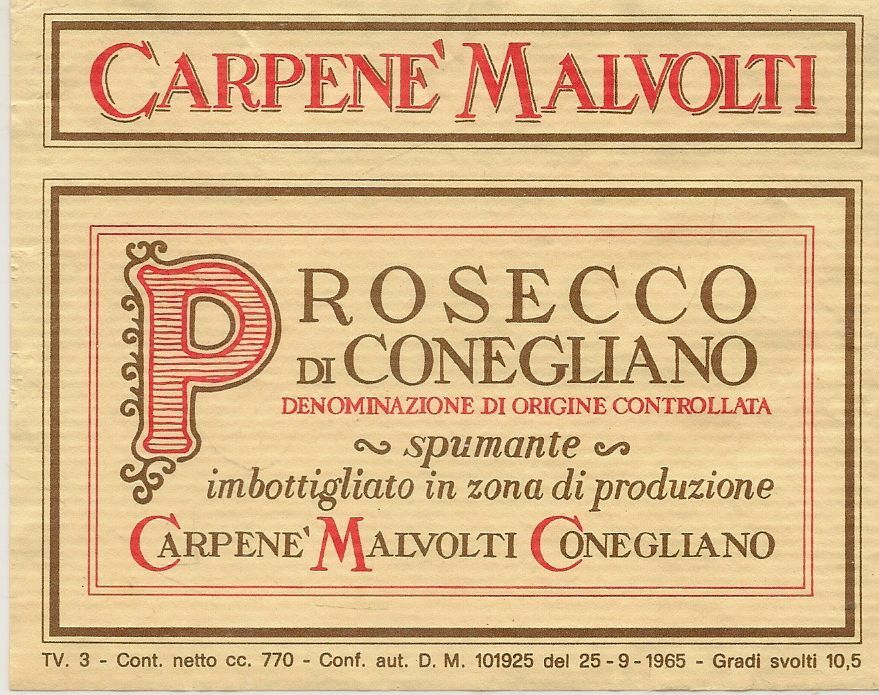 PROSECCO DI CONEGLIANO CARPENE' MALVOLTI - ETICHETTA VINO