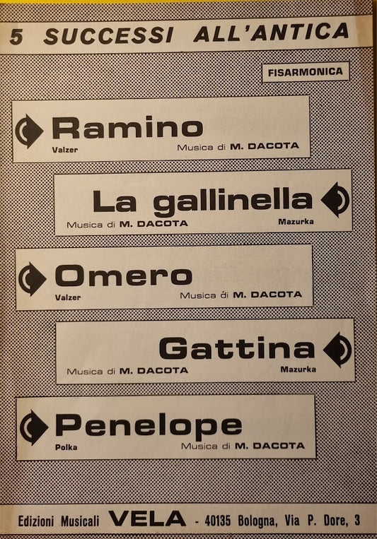 5 SUCCESSI ALL'ANTICA - FISARMONICA - SPARTITO-SHEET MUSIC