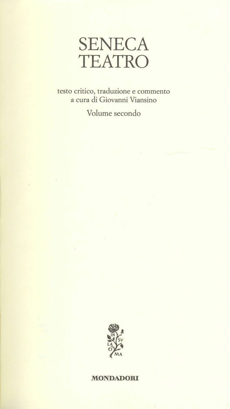 TEATRO - SENECA (LATIN TEXT) - VOL. SECONDO