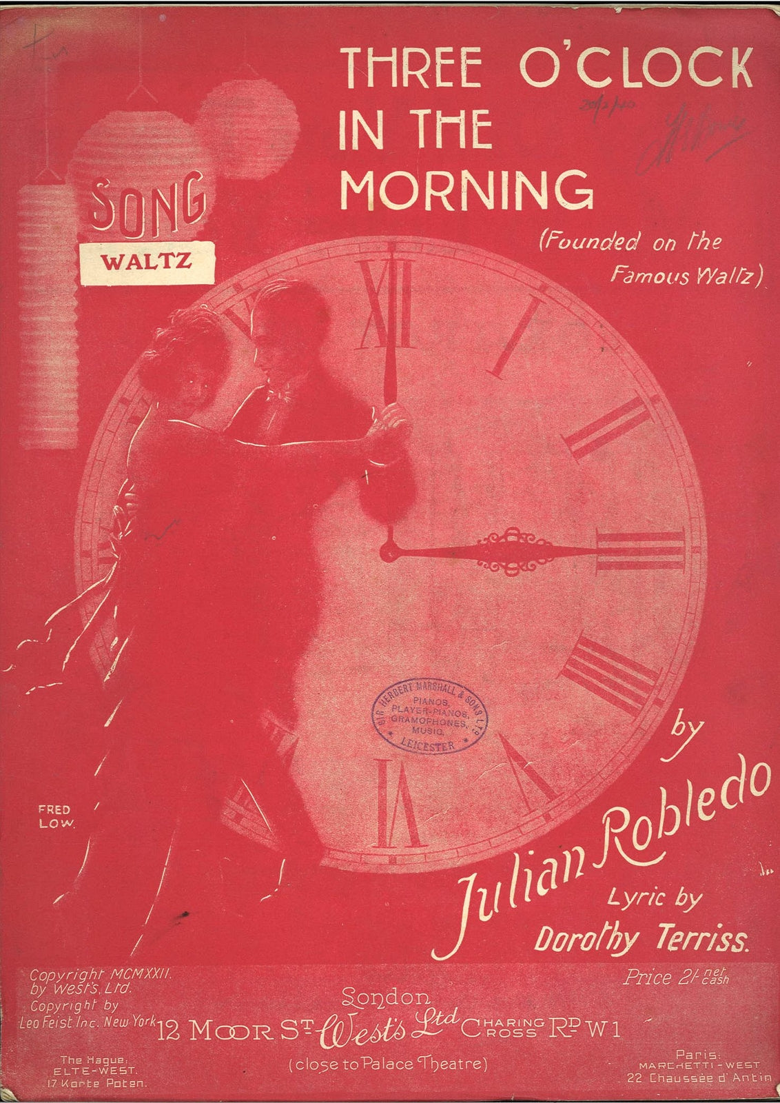 THREE O'CLOCK IN THE MORNING - JULIAN ROBLEDO - SPARTITO-SHEET MUSIC