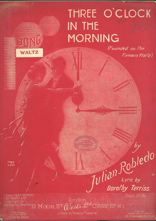 THREE O'CLOCK IN THE MORNING - JULIAN ROBLEDO - SPARTITO-SHEET MUSIC