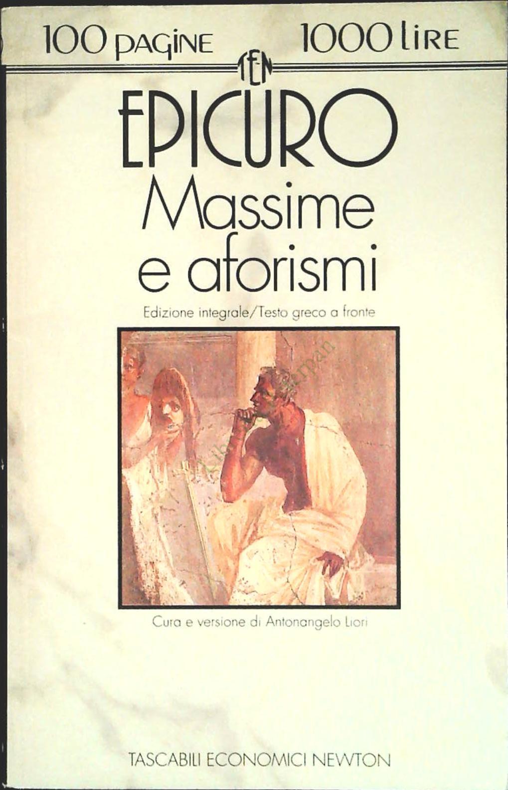 MASSIME E AFORISMI - EPICURO - NEWTON 1993 -OUTLET DEL LIBRO