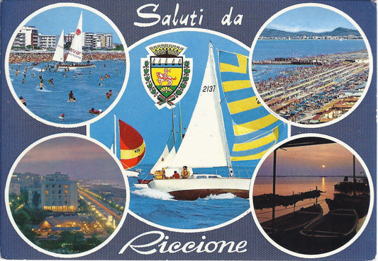 RICCIONE - SALUTI - 4 VEDUTINE - V1979
