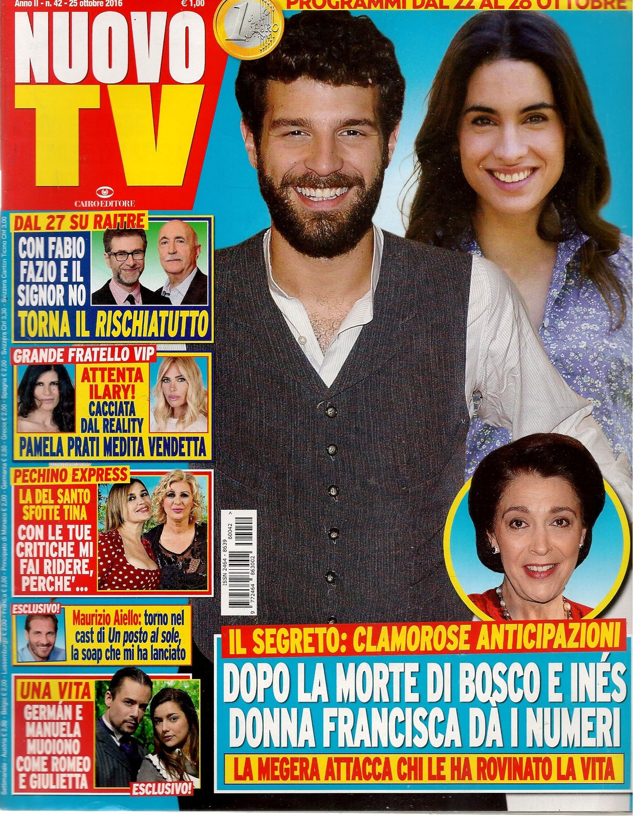 NUOVO TV N. 42-25 OTTOBRE 2016FABIO FAZIO ILARY BLASI LORI DEL SANTO-OUTLET