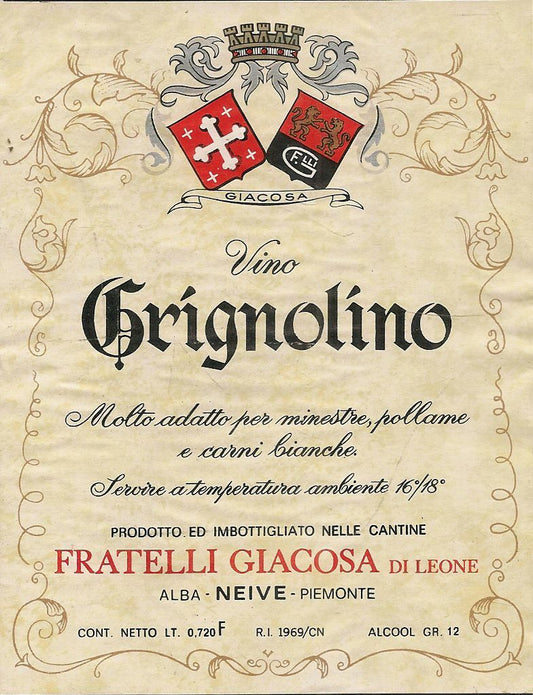 GRIGNOLINO - FRATELLI GIACOSA DI LEONE - ETICHETTA VINO