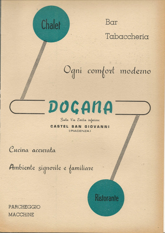 RISTORANTE CHALET DOGANA - CASTEL SAN GIOVANNI - ADVERTISING