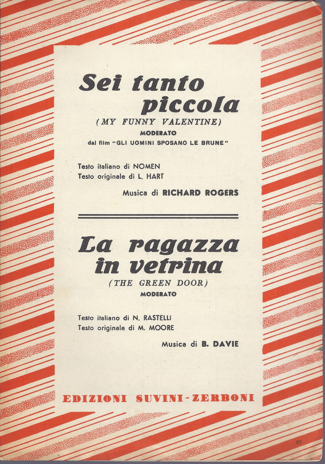 SEI TANTO PICCOLA   R. Rogers -- LA RAGAZZA IN VETRINA   B. Davie  #  SPARTITO