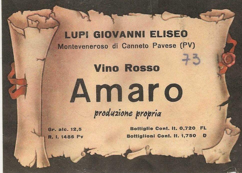 VINO ROSSO AMARO - LUPI GIOVANNI ELISEO - ETICHETTA VINO