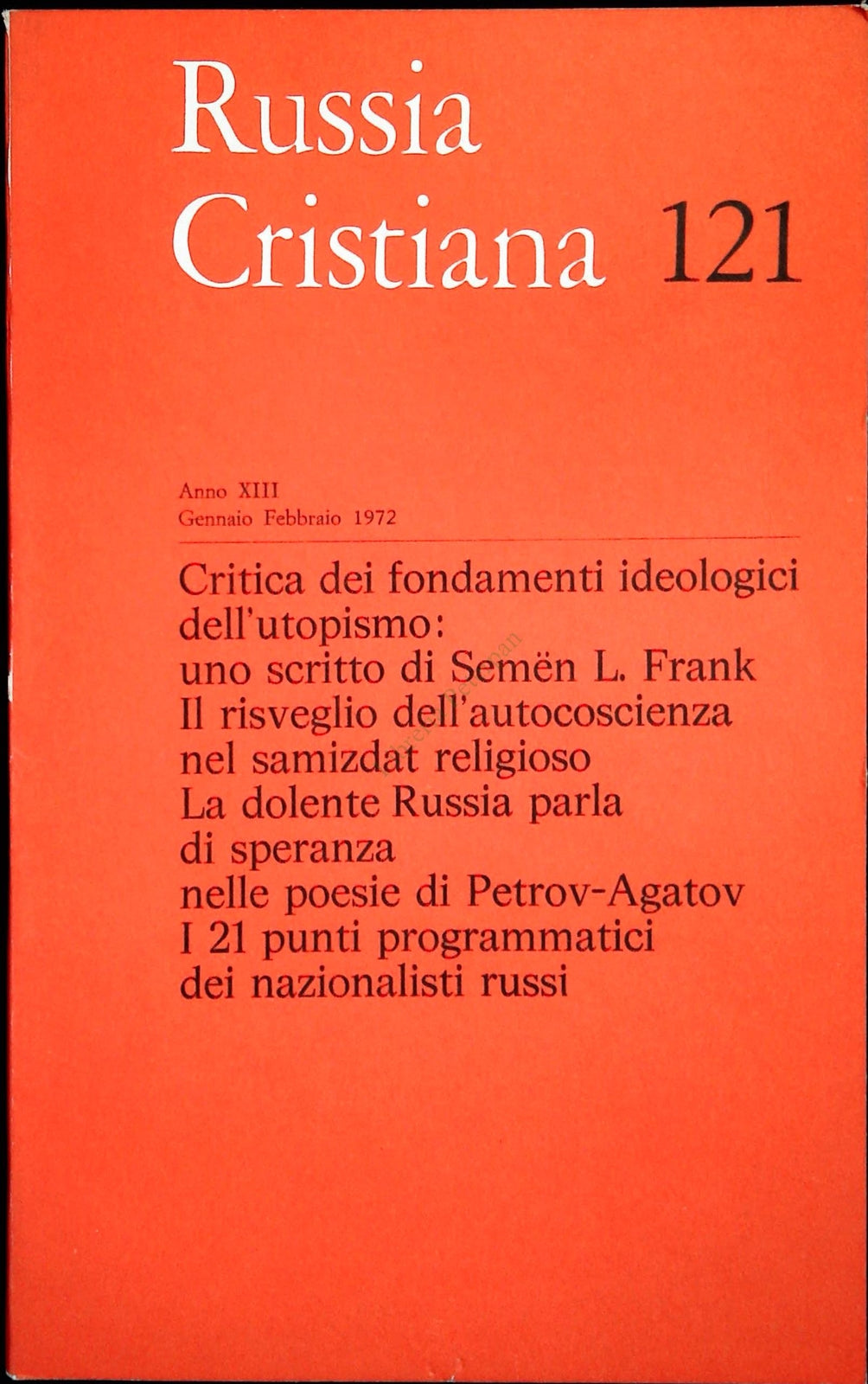 RUSSIA CRISTIANA N. 121 - GENNAIO-FEBBRAIO 1972