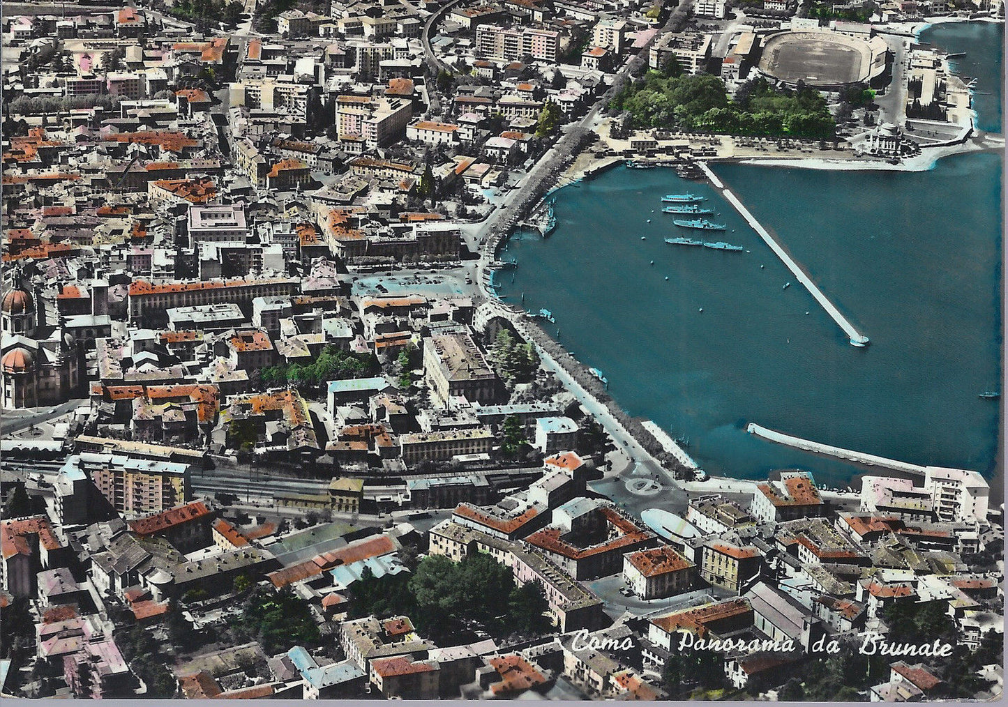 COMO - PANORAMA DA BRUNATE - V 1957 - FG - ACQUERELLATA