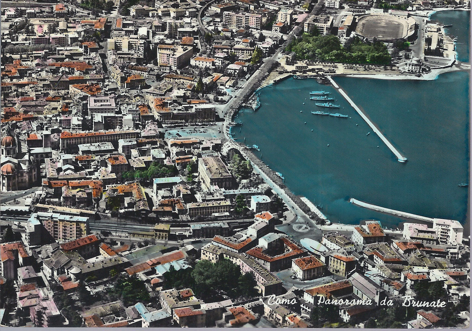 COMO - PANORAMA DA BRUNATE - V 1957 - FG - ACQUERELLATA