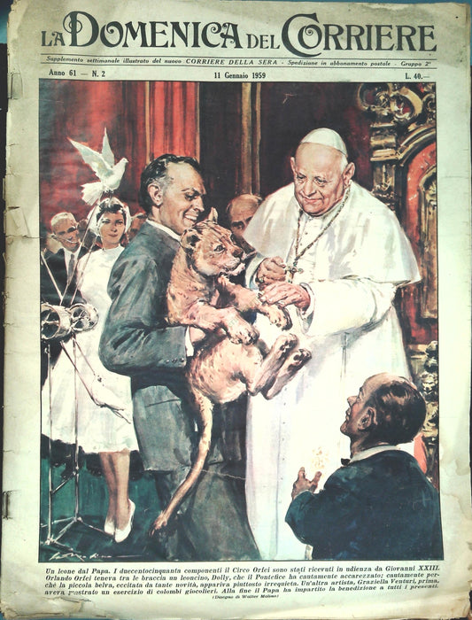 DOMENICA DEL CORRIERE 11 GENNAIO 1959 - ILL. WALTER MOLINO