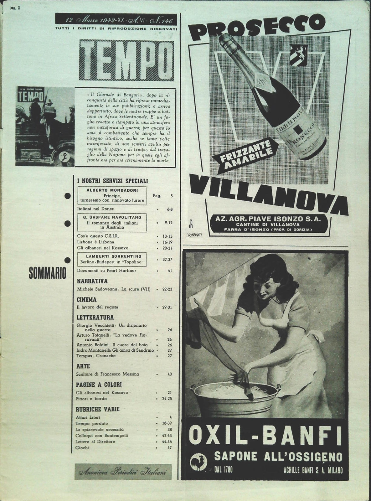 TEMPO N. 146 - 119 MARZO 1942 - ITYALIANI NEL DONEZ-PEARL HARBOUR-CSIR