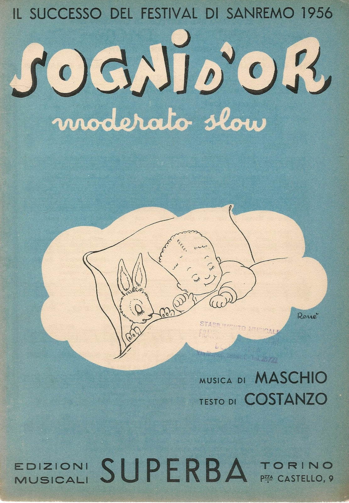 SOGNI D'OR - SANREMO 1956 - SPARTITO-SHEET MUSIC