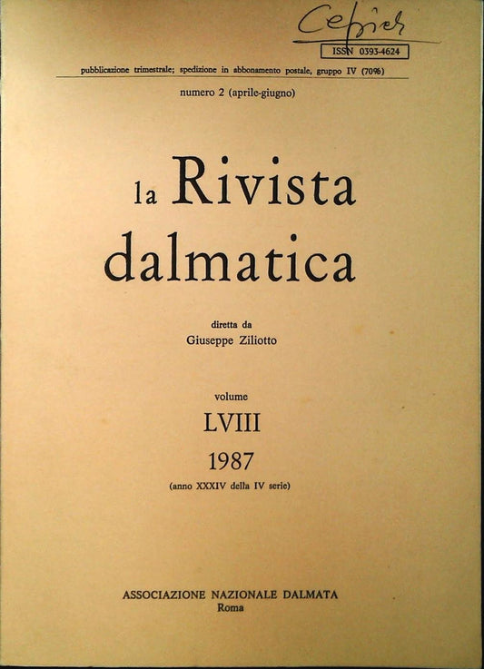 LA RIVISTA DALMATICA N. 58 - 1987