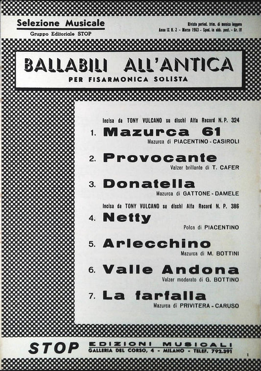 BALLABILI ALL'ANTICA PER FISA SOLISTA - 7 BRANI - SPARTITO-SHEET MUSIC