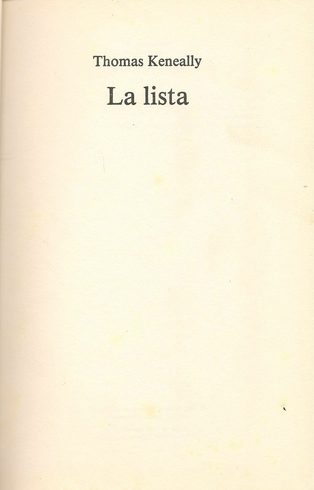 LA LISTA - THOMAS KENEALLY