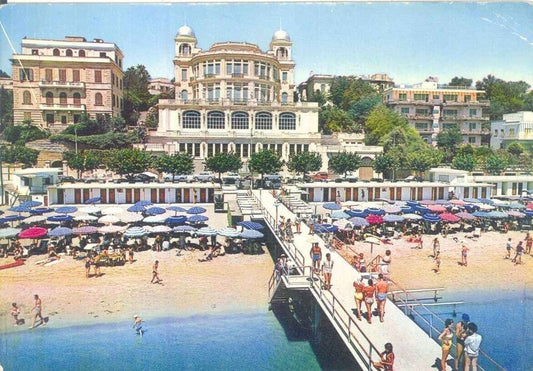 ANZIO - PANORAMA SPIAGGIA - V1960 - ACQUARELLATA