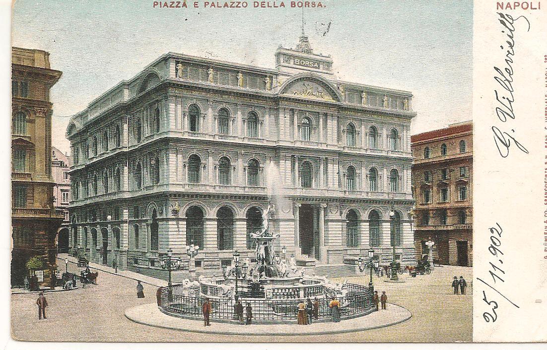 NAPOLI - PIAZZA E PALAZZO DELLA BORSA - V1902 - COLORATA
