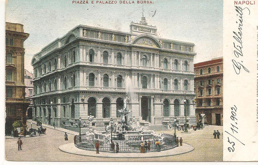 NAPOLI - PIAZZA E PALAZZO DELLA BORSA - V1902 - COLORATA