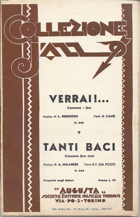 VERRAI!... ( Cambi - Resentini )  TANTI BACI ( Dal Pozzo - Milanese ) # SPARTITO