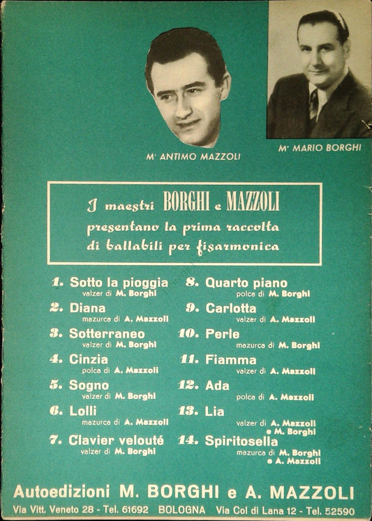 MAESTRI BORGHI E MAZZOLI 14 BRANI PER FISARMONICA - SPARTITO-SHEET MUSIC