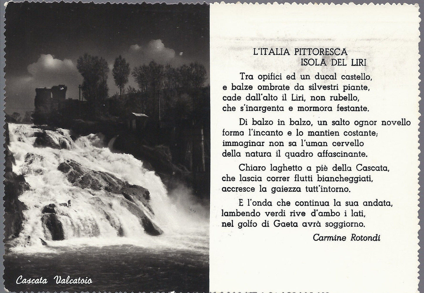 ISOLA DEL LIRI - CASCATA VALCATOIO - V 1959 - FG - Poesia di