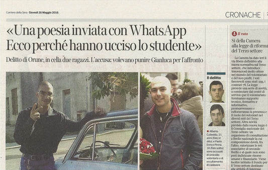 DELITTO DI ORUNE - CLIPPING-RITAGLIO DI GIORNALE