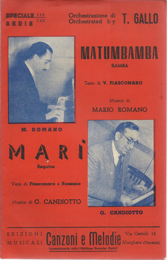 MATUMBAMBA  Fiasconaro-Romano - MARI'  Fiasconaro, Rossano-Candiotto # SPARTITO