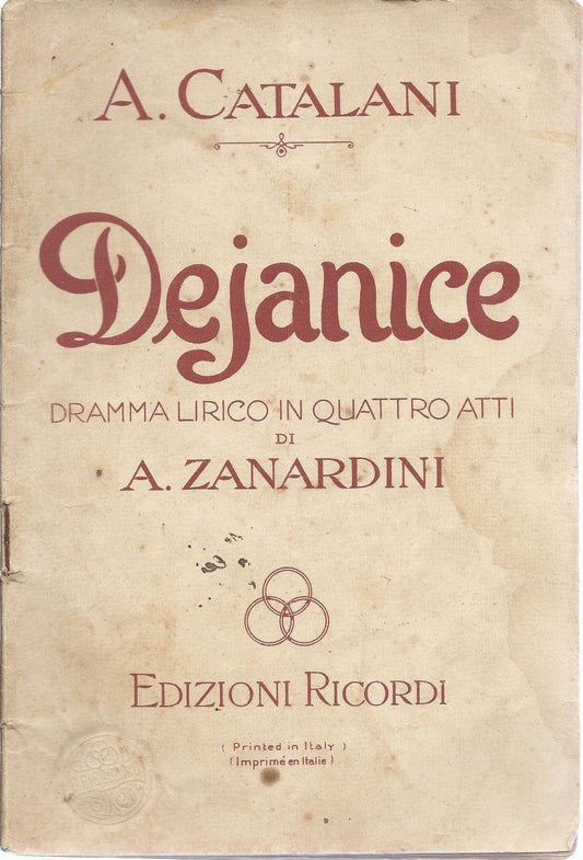 DEJANICE - A. CATALANI # LIBRETTO D'OPERA - A ZANARDINI