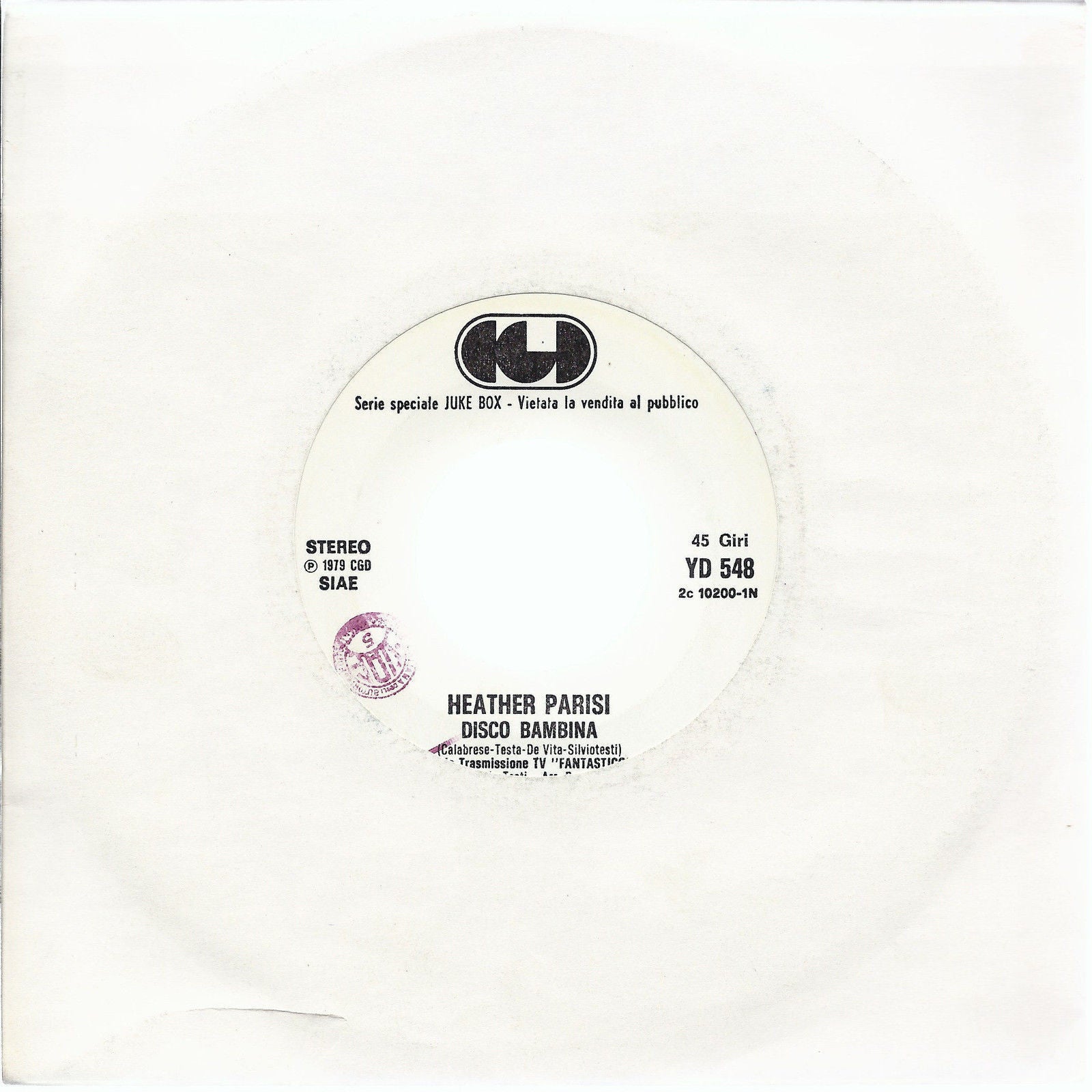 DISCO BAMBINA - BLACKOUT # HEATHER PARISI - Edizione per Juke Box