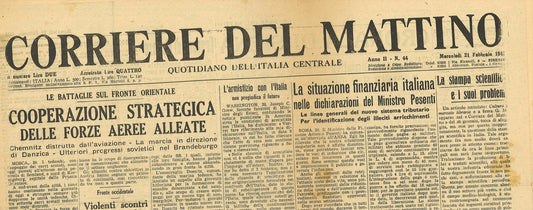 CORRIERE DEL MATTINO 21 FEBBRAIO 1945 - FRONTE ORIENTALE DANZICA