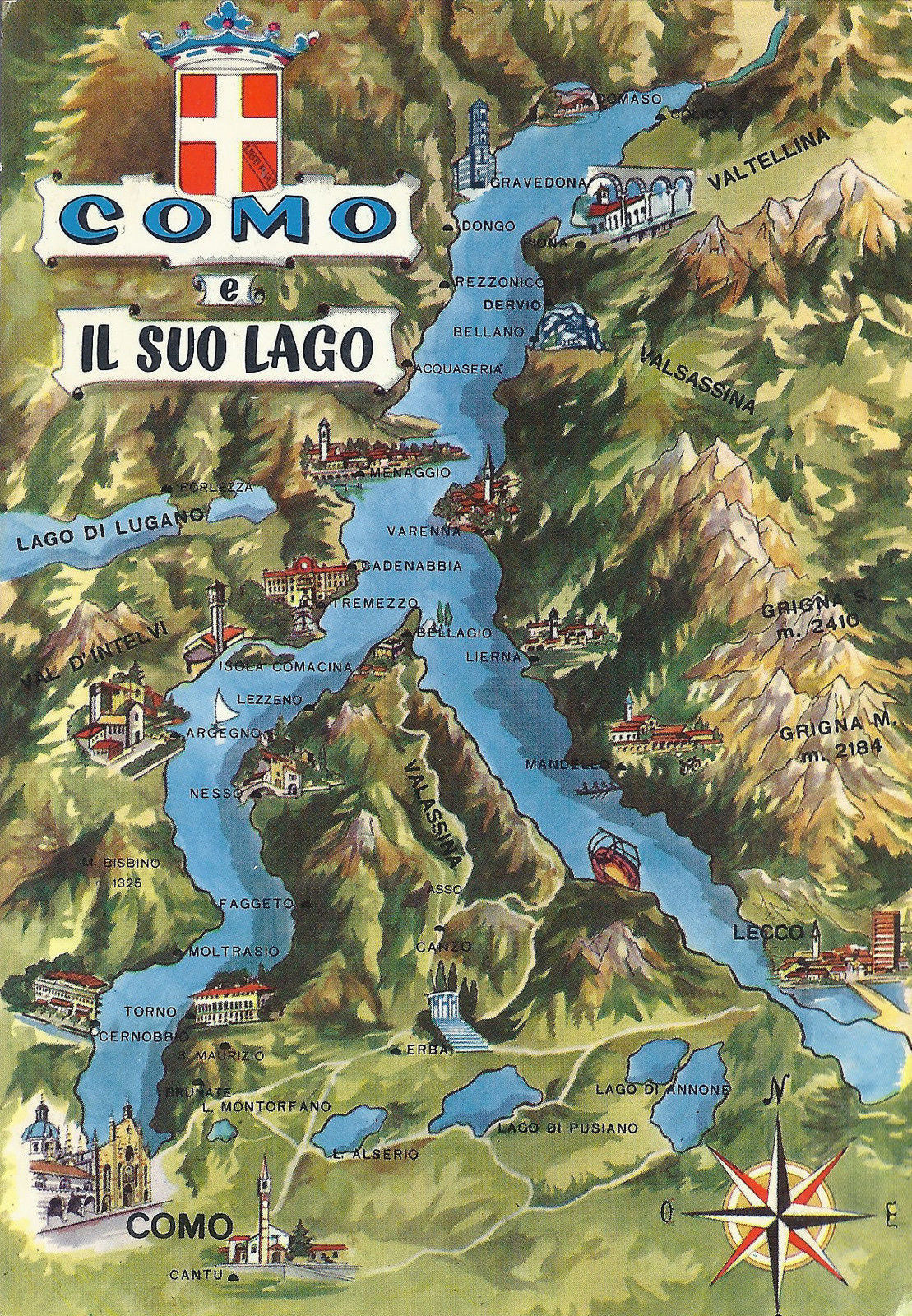 COMO E IL SUO LAGO - DISEGNATA - V 1971 - FG