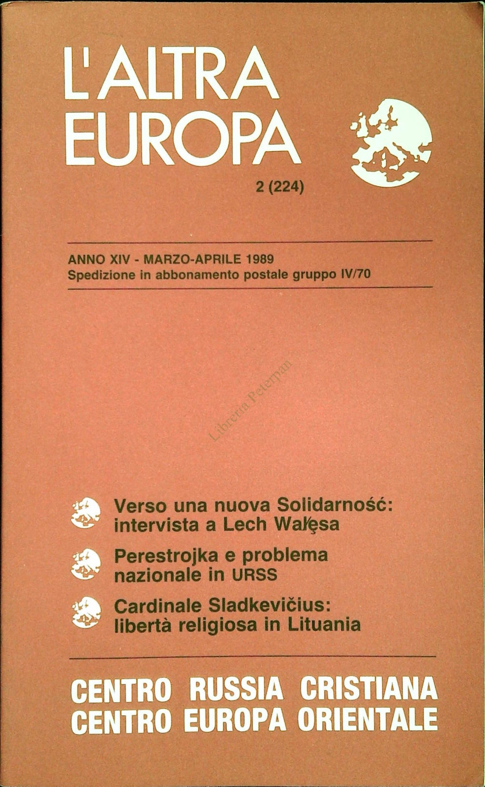 L'ALTRA EUROPA N. 224 - MARZO-APRILE 1989 - CENTRO RUSSIA CRISTIANA