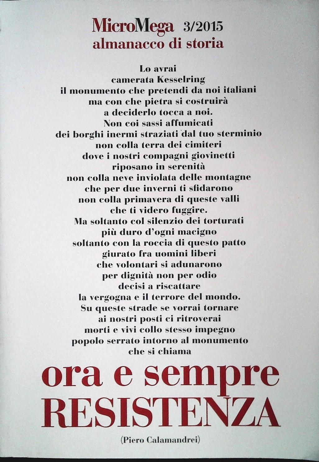 MICROMEGA 3-2015 - ORA E SEMPRE RESISTENZA