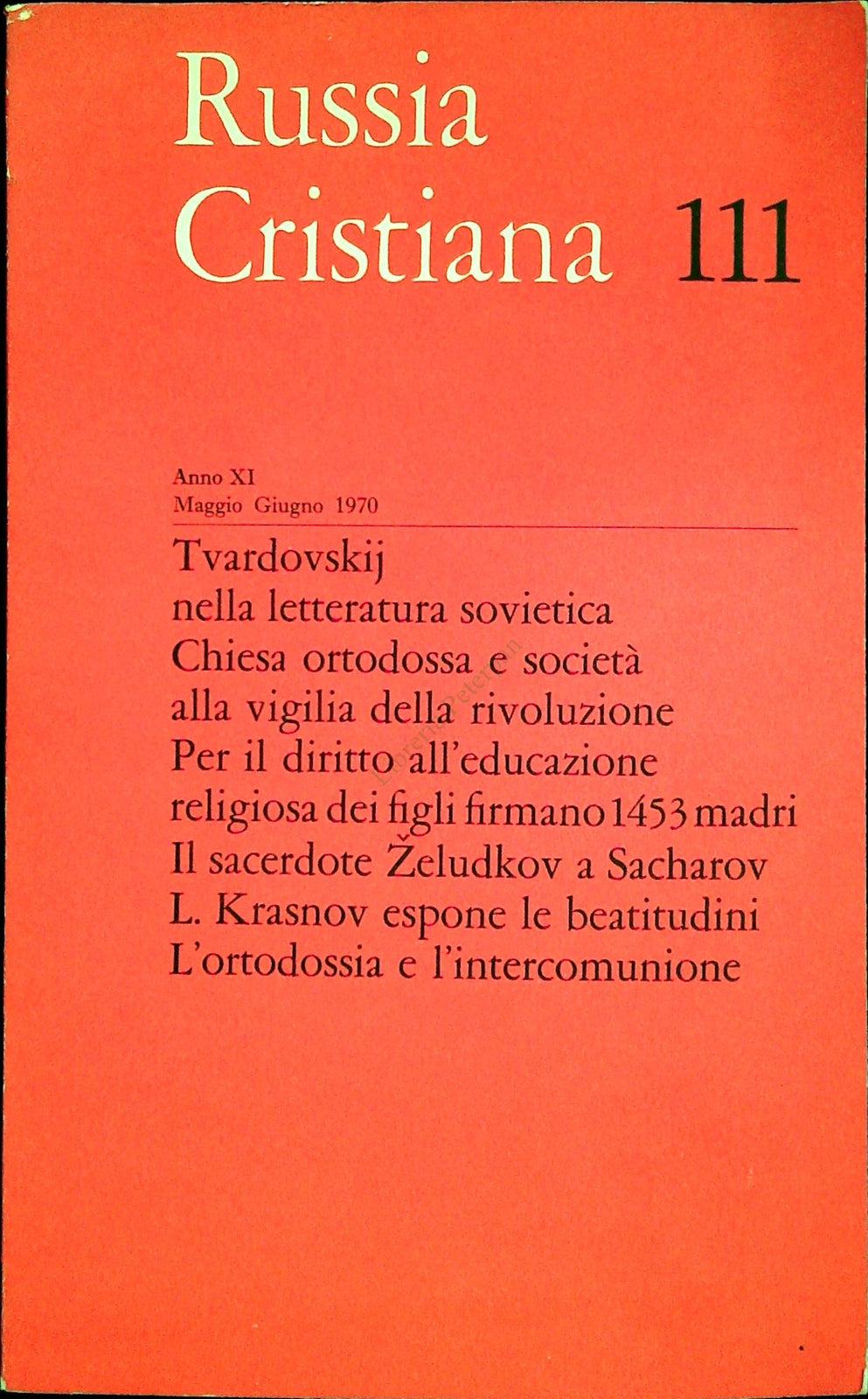 RUSSIA CRISTIANA N. 111 - MAGGIO-GIUGNO 1970