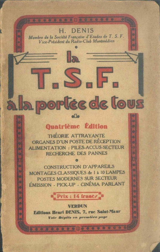 LA T.S.F. TELEPHONIE SANS FIL - H. DENIS - FRENCH TEXT