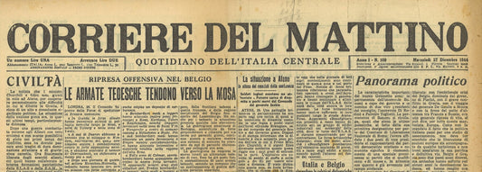 CORRIERE DEL MATTINO 27 DICEMBRE 1944 - BUDAPEST ACCERCHIATA - FRONTE DELLA MOSA