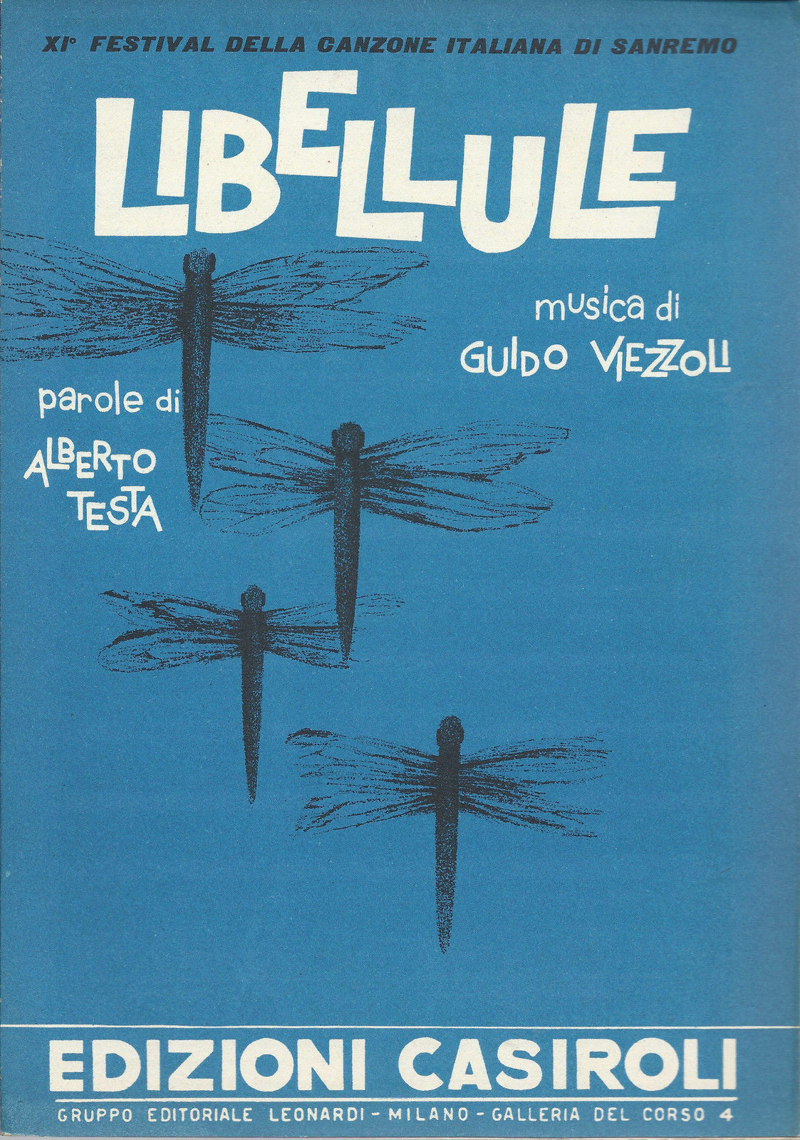 LIBELLULE (Alberto Testa - Guido Viezzoli) # SPARTITO - SANREMO 1961