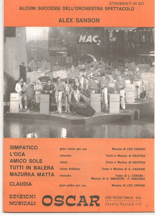 ORCHESTRA ALEX SANSON - SEI BRANI - SPARTITO-SHEET MUSIC
