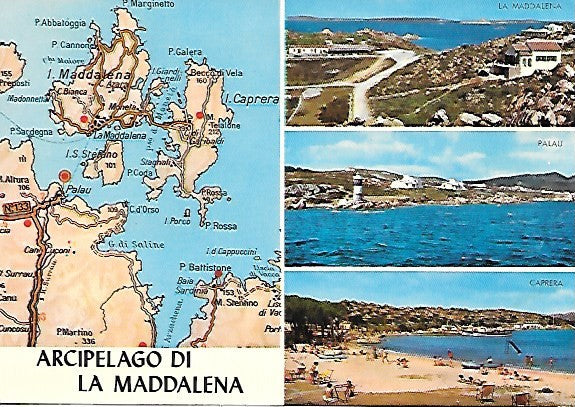 ARCIPELAGO DI LA MADDALENA - 3 IMMAGINI E CARTINA - V1975