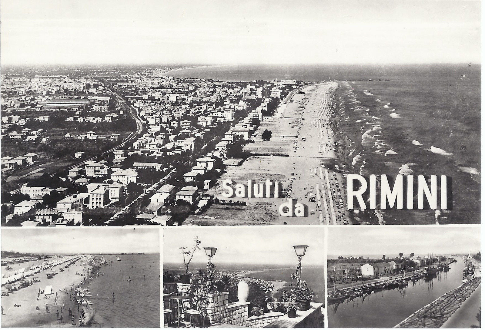 RIMINI - SALUTI - 4 VEDUTE - VIB 1963 - FG
